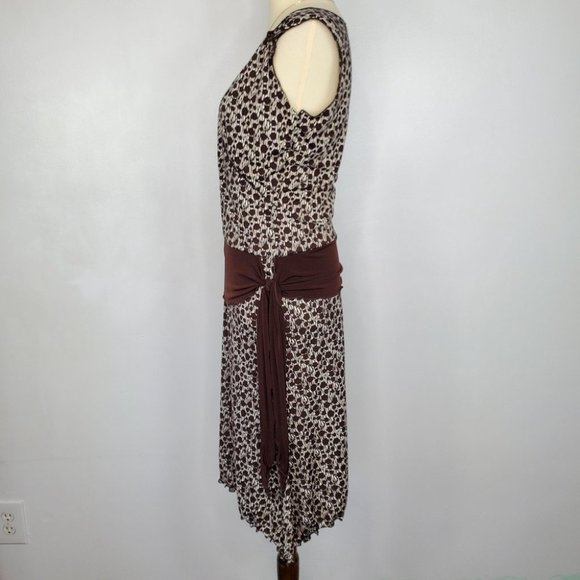 Vintage Y2K Max Studio Brown White Lettuce Trim Sleeveless Dress Size XS - Picture 6 of 14